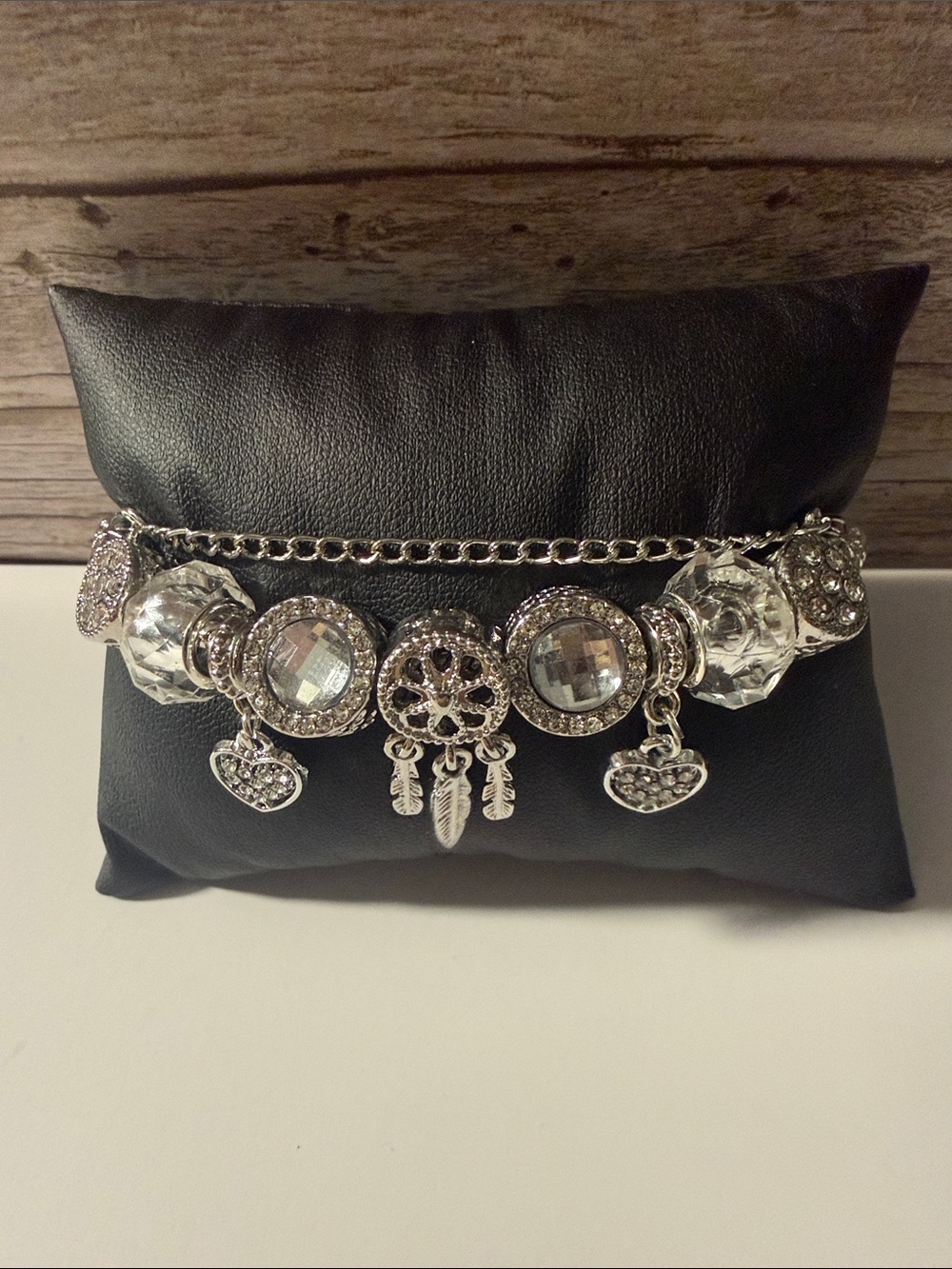 Dreamcatcher Charm Bracelet Charm Bracelet with White Heart Charms